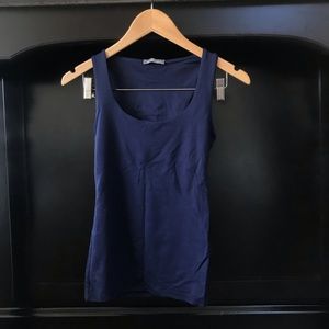 ZARA Navy Basic Nylon Tank-top with bra layer